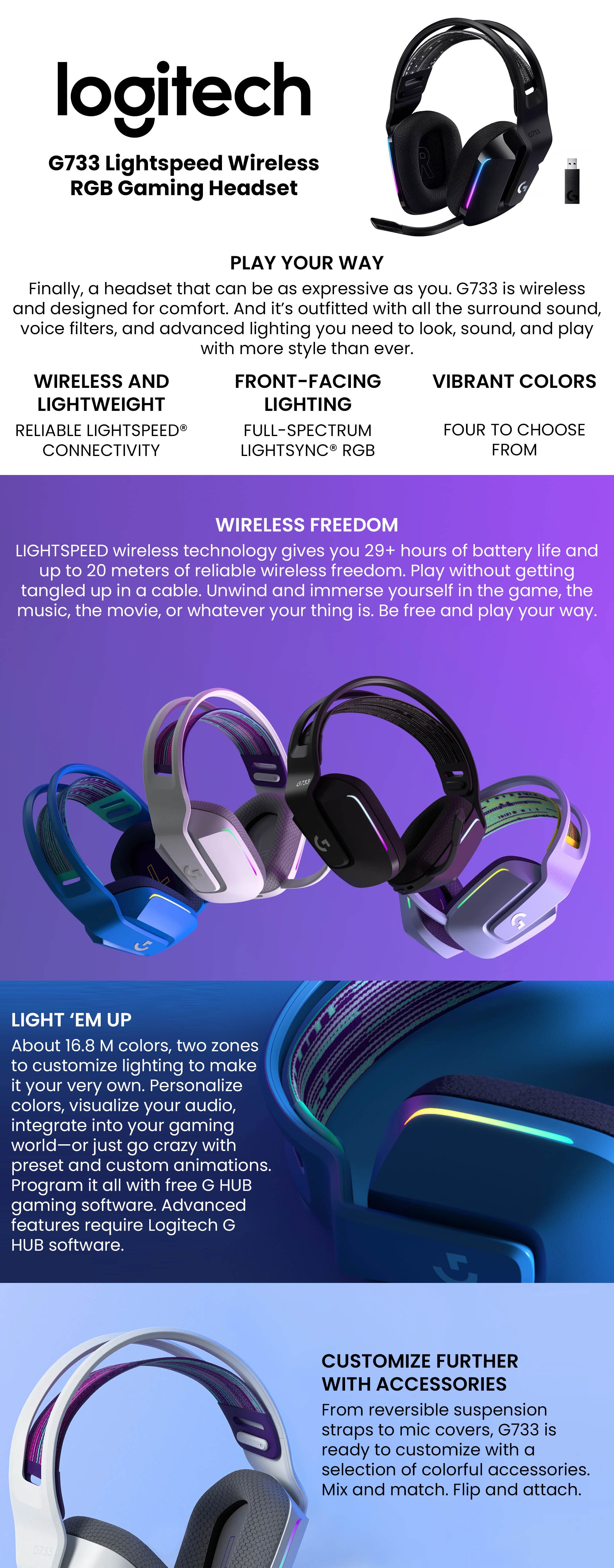 Logitech G733 LIGHTSPEED Wireless RGB gaming headset Review