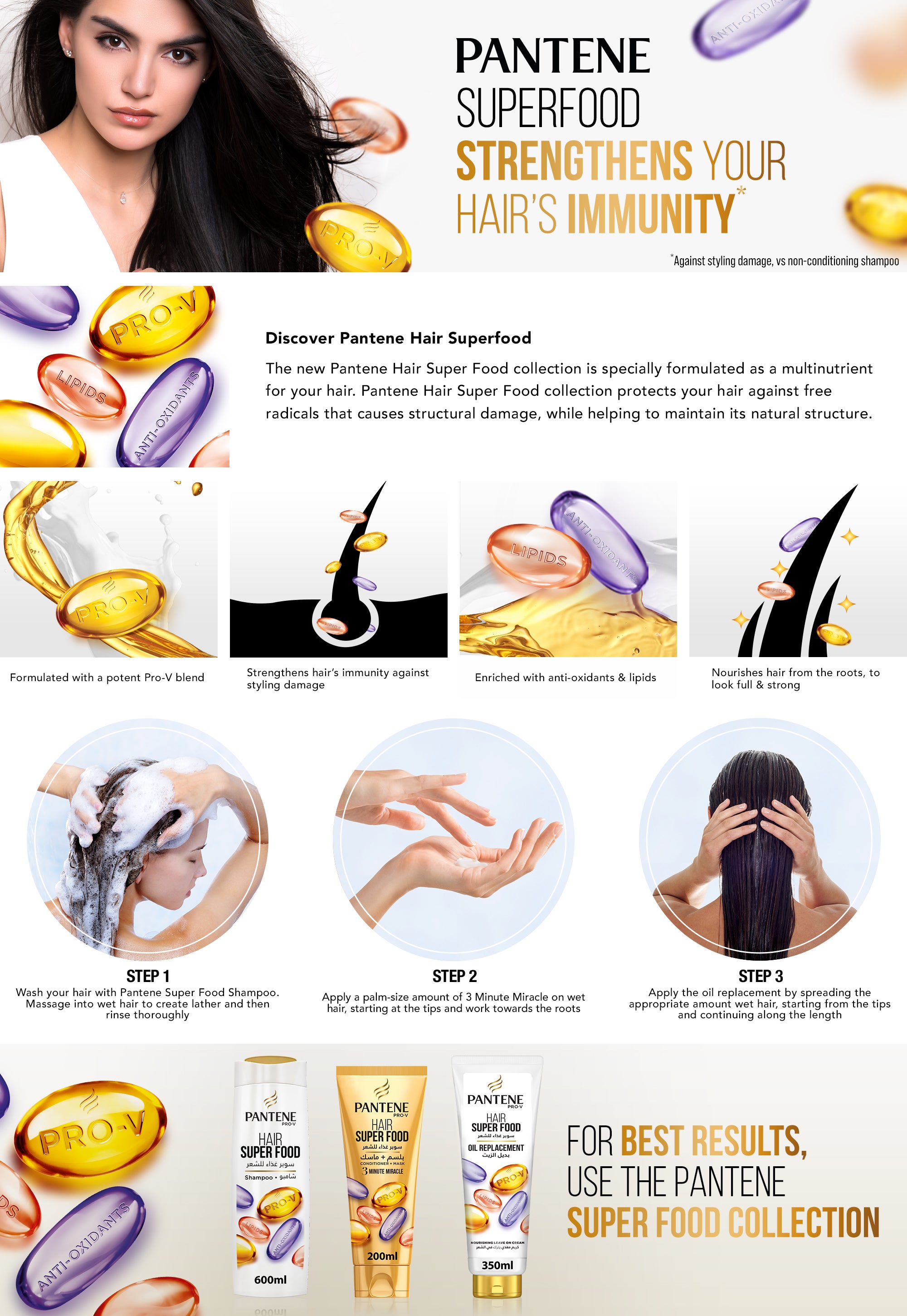 Shop PANTENE Pantene Pro-V Hair Super Food Shampoo 400ml online in Dubai,  Abu Dhabi and all UAE