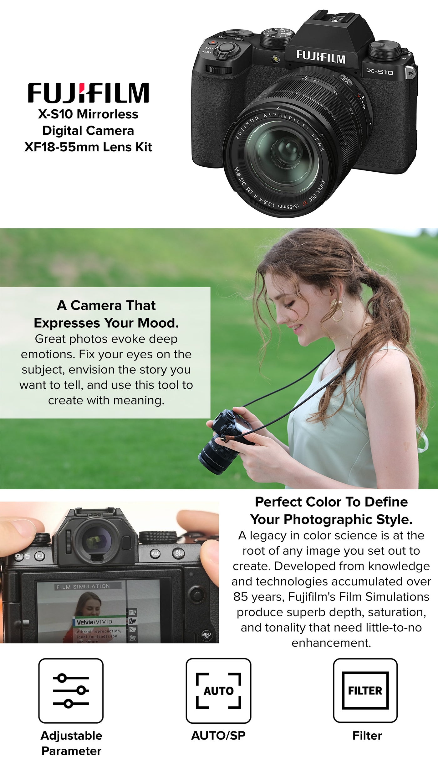 FUJIFILM XS10 Mirrorless Digital Camera XF1855mm Lens Kit Black UAE