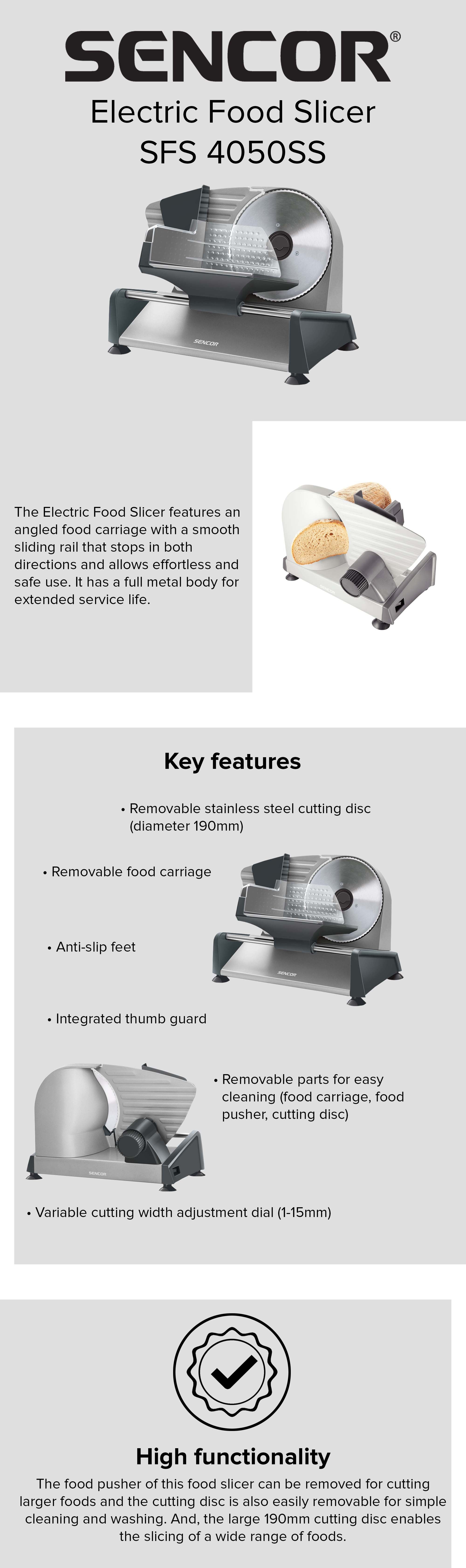 Sencor Electric Food Slicer SFS 4050SS Silver/Grey UAE | Dubai, Abu Dhabi
