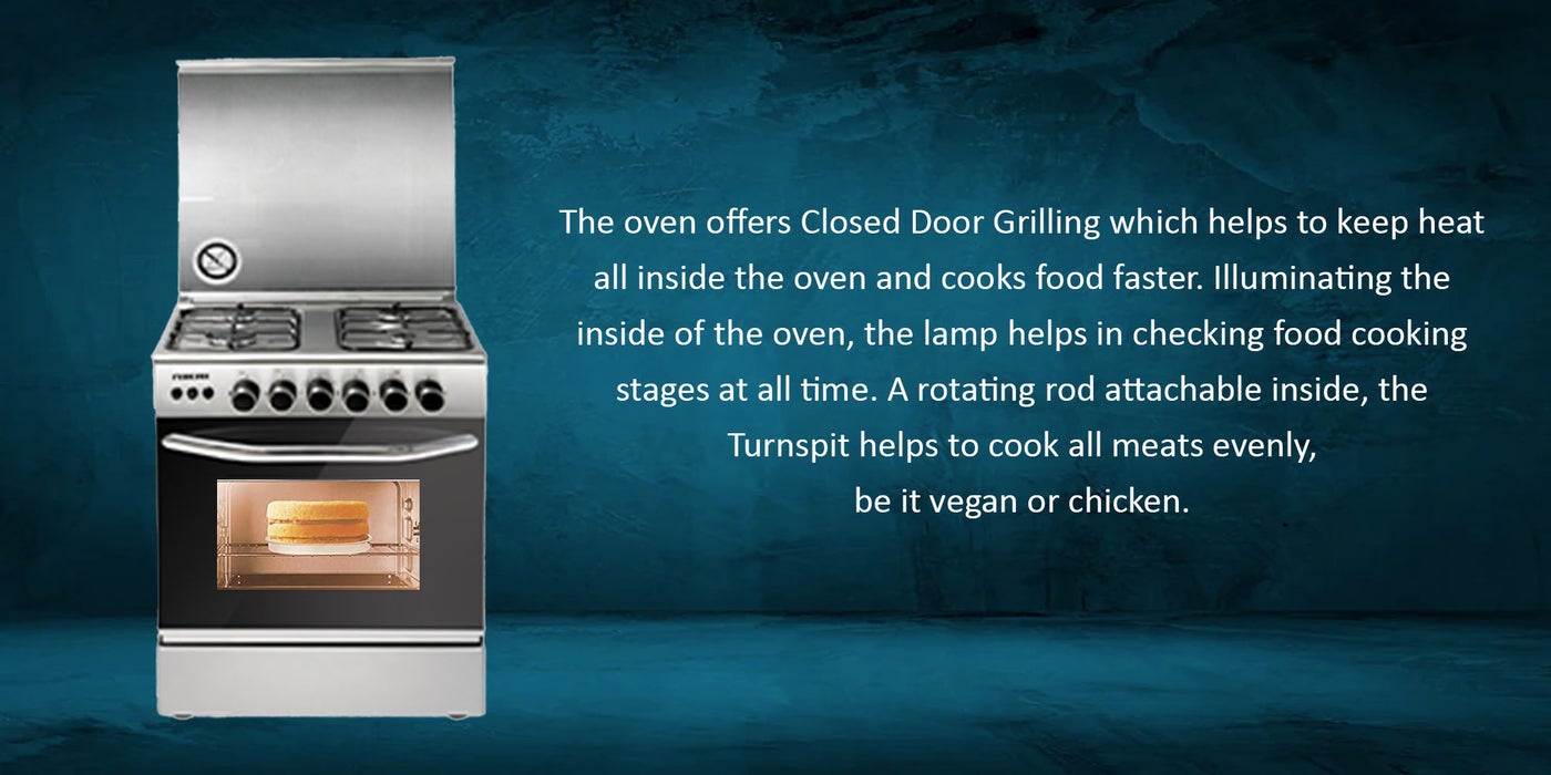 NIKAI 60X60 Cm 4 Burner Full Safety Freestanding Gas Cooker, Auto