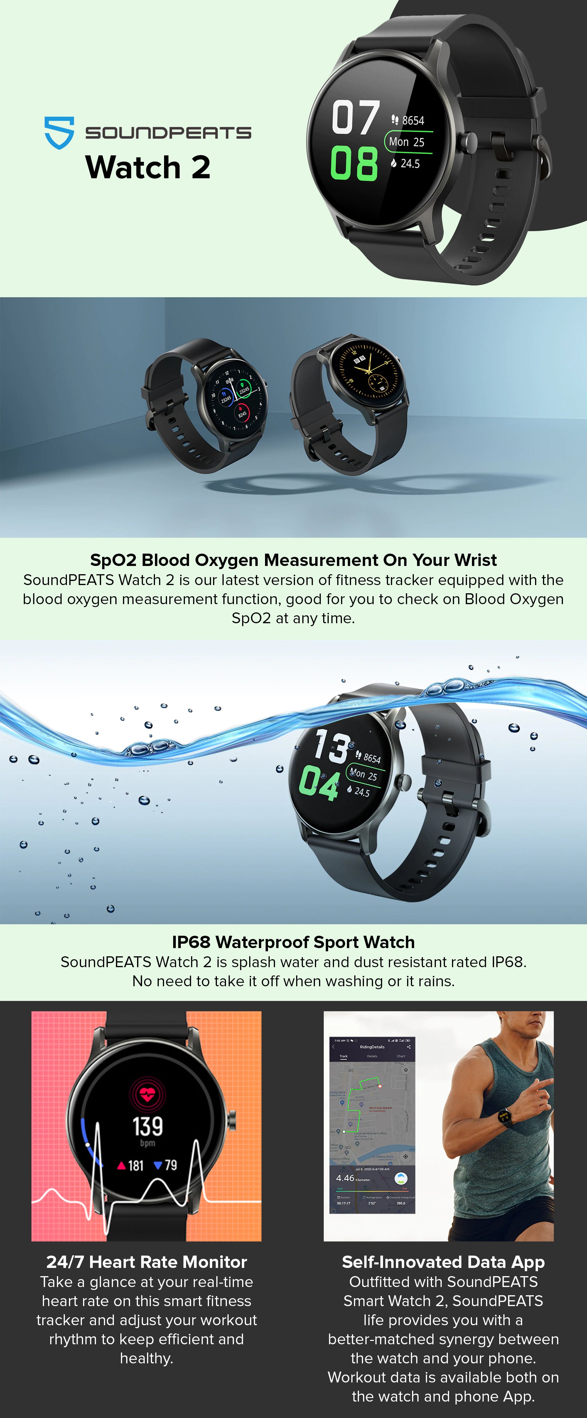 Watch 2 Smartwatch with Heart Rate and Sleep Tracker - SOUNDPEATS