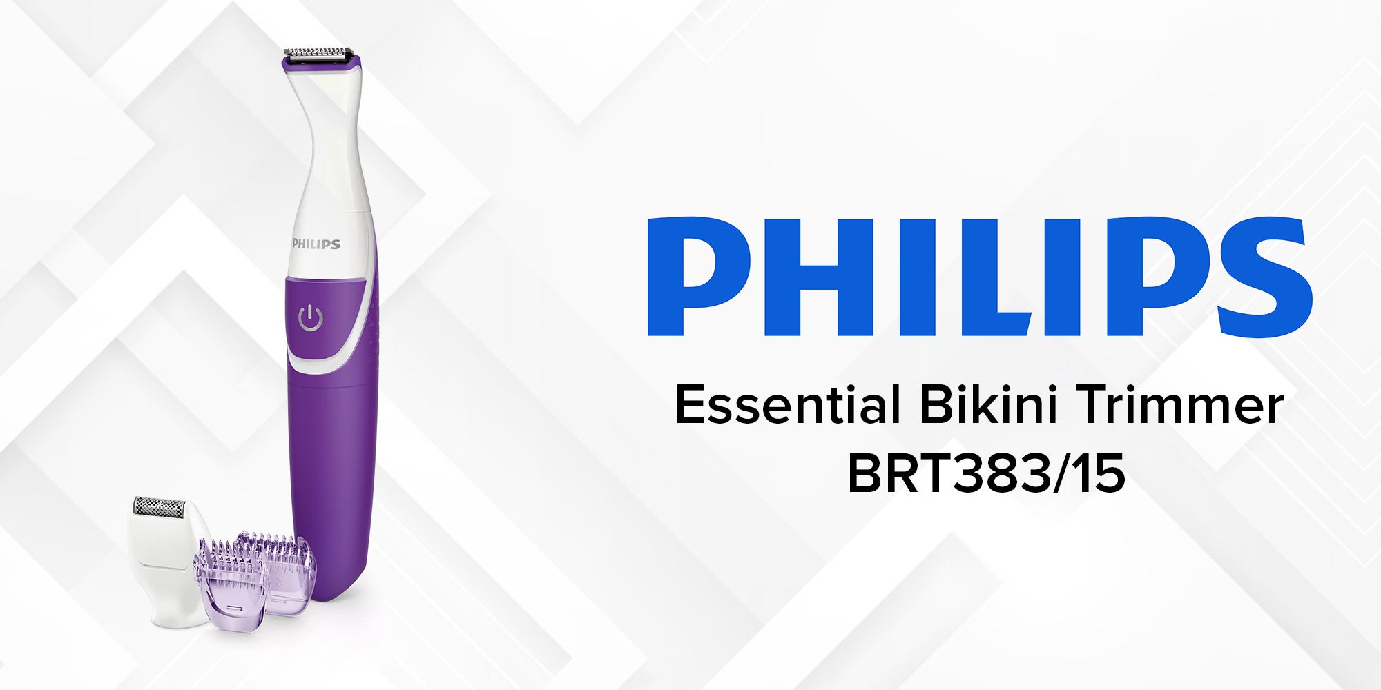 Shop Philips Essential Bikini Trimmer BRT383/15, 2 Years Warranty  Purple/White 1.61 x 3.58 x 7.48cm online in Dubai, Abu Dhabi and all UAE