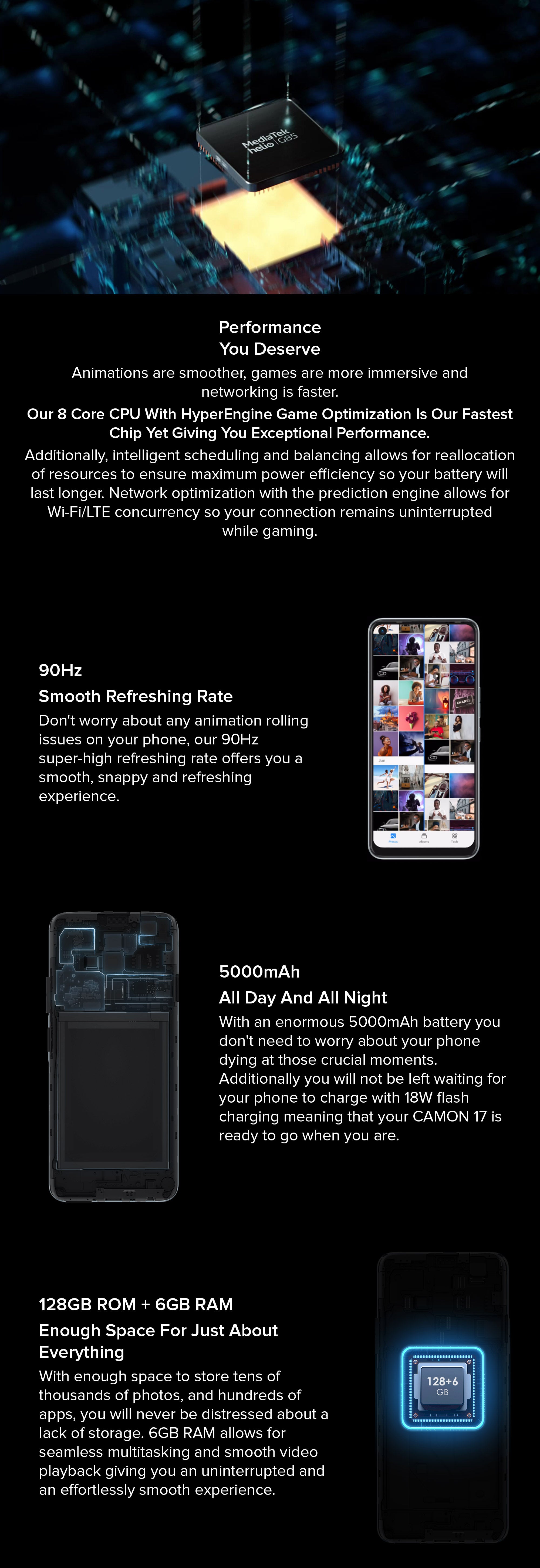 TECNO CAMON 17 Dual SIM Frost Silver 6GB RAM 128GB 4G LTE - Middle East ...