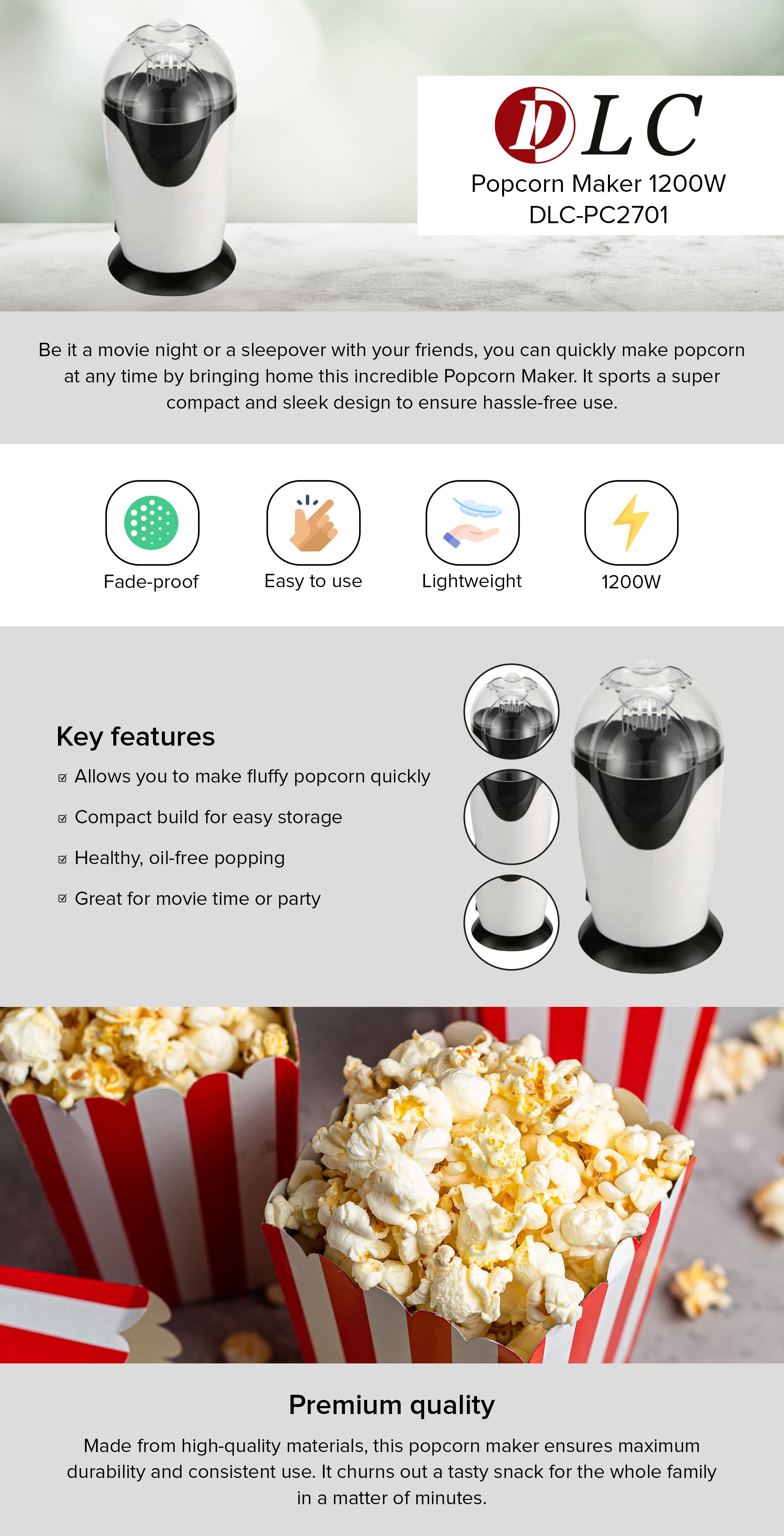 1200w popcorn maker machine 98% super