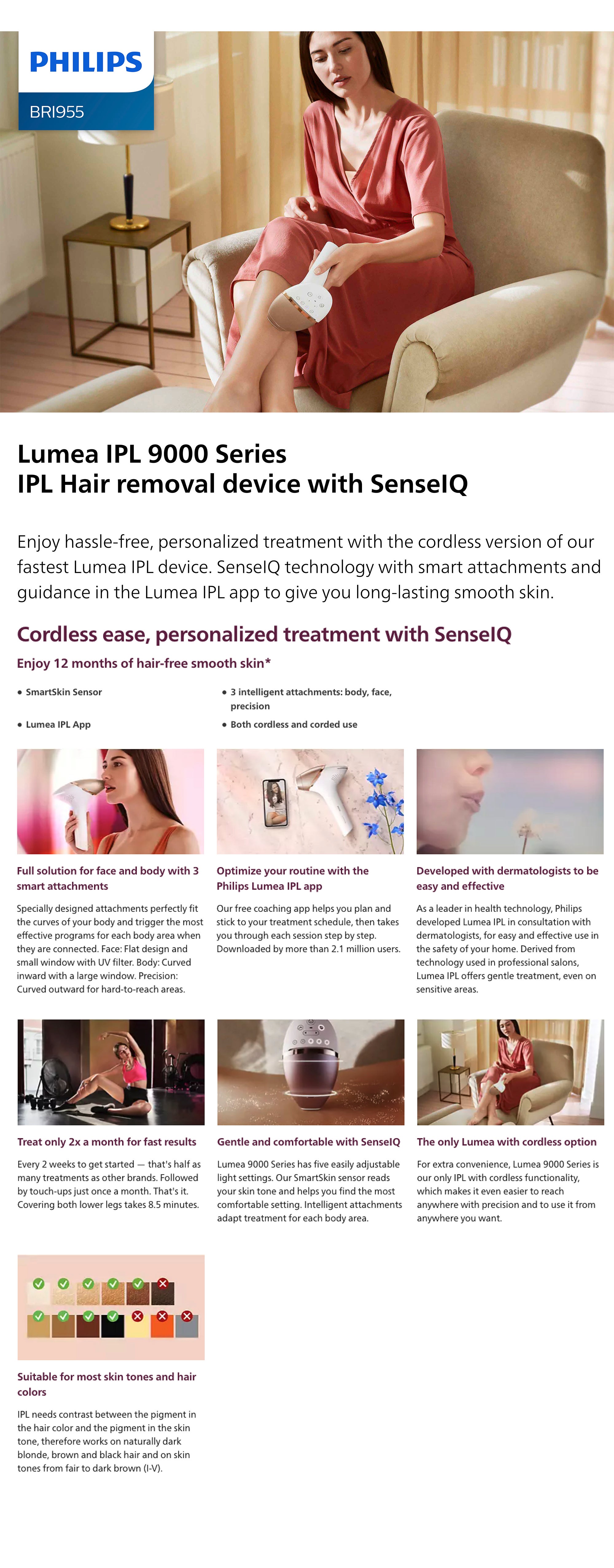 Buy Philips Lumea IPL 9000 Series BRI955/60 Hair Removal Device in