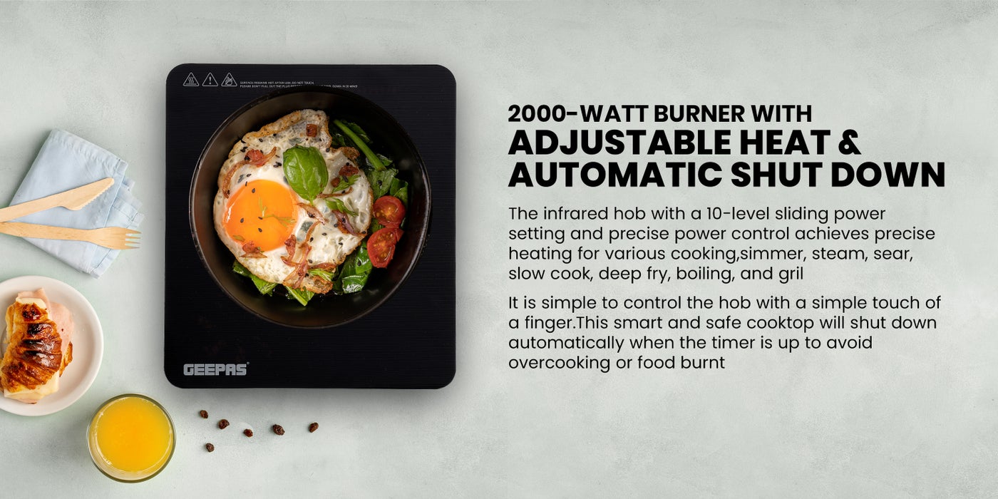 GEEPAS Infrared Cooker Overheat Protection, Ceramic Heating Element