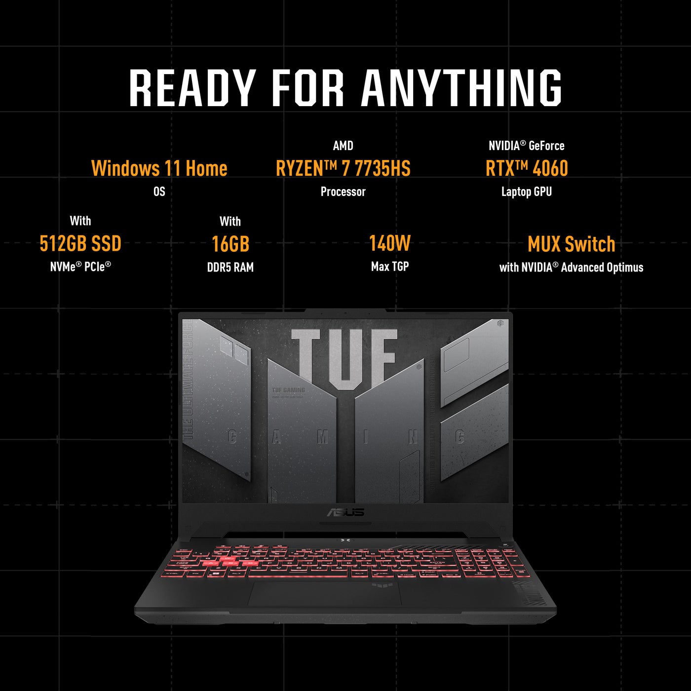 ASUS TUF Gaming A15 FA507NV-LP023W Laptop With 15.6-Inch Display, AMD ...