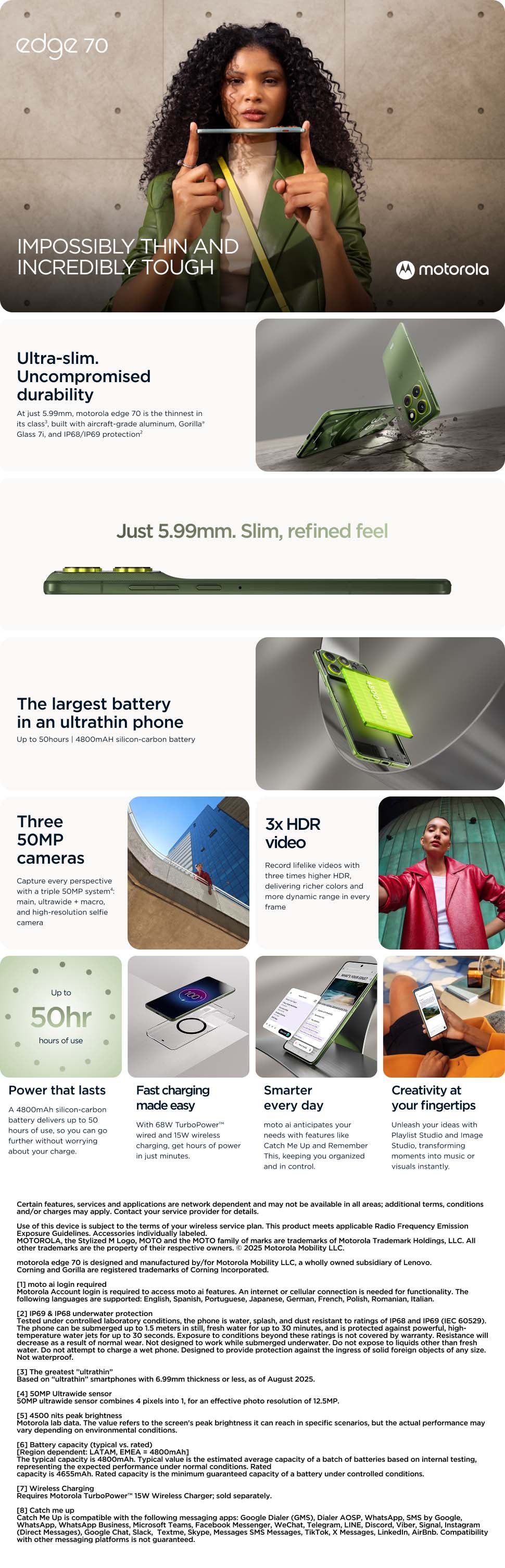 Motorola Edge 70 5G Dual SIM 512GB, 12GB RAM Phone (Global Version) + Free Moto Watch Fit 12