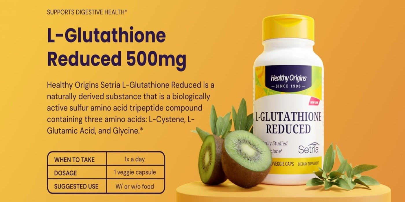 تسوق Healthy Origins وL-Glutathione (Setria) Reduced, 500 mg - مكمل غذائي لدعم المناعة - دعم الكولاجين ومضادات الأكسدة - مكمل غذائي خالٍ من الجلوتين