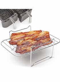 Air Fryer Rack for Double Basket Fryers, BBQ Rack, Non-stick 304 Stainless Steel Multi-Layer Rack 