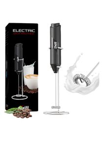Milk Frother for Coffee, Handheld Battery Operated for Latte, Hot Chocolate, Macha, Portable Mini Drink Mixer Blender with Stainless Steel - Black 