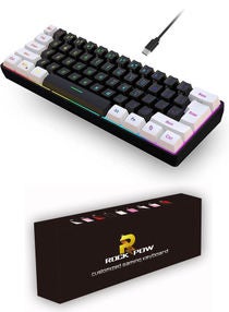 60% Wired Gaming Keyboard, RGB Backlit Membrane Keyboard But Mechanical Feeling,Ultra-Compact Mini Waterproof Keyboard for PC Computer Gamer White and Black 