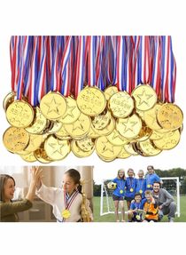 Winner Medals, 36 Pcs Plastic Medals Gold Medals for Kids with Ribbon Sports Day Medals for Children Party Favor Decorations, Sports Competition Awards 