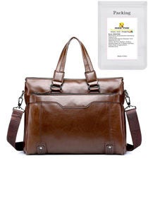 Men's 15.6 Inch Laptop Bag - Business Leather Briefcase Messenger Bag Office Bag Travel Bag 