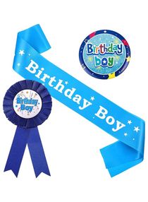 3 pcs Birthday Boy Award Ribbon Badge and Sash 