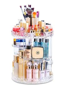 Toshionics Makeup Organizer 360° Rotating Acrylic DIY Cosmetics Carousel Spinning Countertop Storage Holder Lazy Suzan Trays With Adjustable Shelves For Vanity Perfume Jewellery And Lipsticks Display 