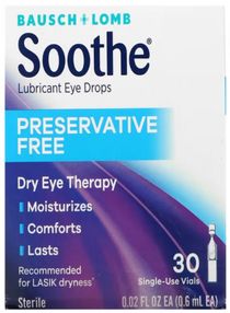 Soothe Lubricant Eye Drops Preservative Free 30 SingleUse Vials 0.02 fl oz 0.6 ml Each 