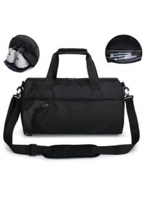 Gym, Sports Duffel Bag, Water resistant, with Shoes Compartment, Wet Pocket, inner zip pocket, detachable and adjustable soft shoulder strap, suitcase handle strap, perfect for Women and Men (Black) 