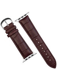 Leather Band for Apple Watch 42mm 44mm 45mm,  Replacement Wristband Strap For iWatch Series 7 6 5 4 3 2 1 SE  (Dark Brown) 
