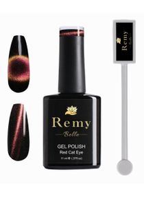 Gel Nail Polish, Cat Eye Red with Magnet Stick, 11ml (Requires curing under UV/LED Lamp and a Dark Base to obtain effect pictured) 