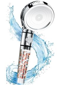 High Pressure Filtered Shower Head For Hard Water And Filtering Impurities Hand Held Shower Head With Filter Balls Shower Hose Holder And Ptfe Tape For Dry Skin And Body Spa, Silver 