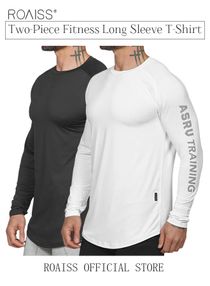 Men's Fitness Clothes Summer Loose Round Neck Solid Color Quick-Drying Breathable Long-Sleeve Bottoming Shirt Mens Sports Training 