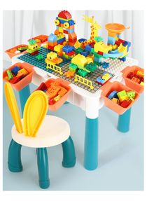 Dreamons Link Kids Activity Table Set With One Chairs and Building Block  with 4 Storage Boxes and 526 pcs Blocks for Toddlers Activity 