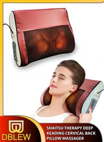 Shiatsu Neck And Shoulder Massage Electric Pillow Massager Machine Back Cervical Relaxation Cushion 8 Heads Warm Heating Kneading Deep Tissue Therapy Body Spine Calf Thigh Leg Foot Muscle Pain Relief 