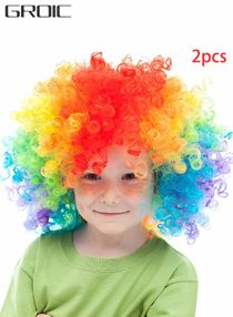 Pack of 2 Funny Clown Curly Wigs,Explosion Head Curly Hair Colorful Clown Wig,Party Dress-Up Accessory, Pretend Play,Party Supplies 