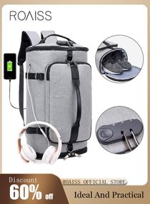Anti theft Duffel Bag Independent Shoe Warehouse Backpack for Men Outdoor Travel Sports Gym Grey 