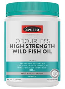 Ultiboost Odourless High Strenght Wild Fish Oil OMEGA-3 Supports Heart, Brain and Eye Health, and Maintains Nervous System Health | 200 Soft Capsules Health Supplement 