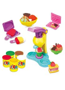 Ice Cream Clay Play Set Toy with Real Vending Machine & Stencils, Creative Fun Dough Game for Kids 