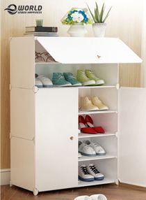 3-Tier Stylish Plastic Shoe Organizer Rack for Entryway Hallway Storage Furniture with 3 Open Shelves 