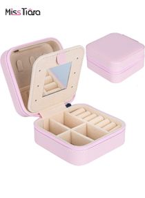 Portable Jewelry Storage Box Travel Out Earrings Necklace Ring Storage Jewelry Box Portable Storage Pink 