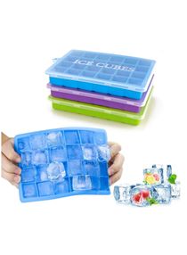 Ice Cube Trays 3 Pack, Silicone Ice Tray With Removable Lid Easy-Release Flexible Ice Cube Molds 24 Cubes Per Tray For Cocktail, Baby Food, Chocolate 