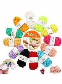 12 Assorted Colors Rainbow DIY Soft Acrylic Yarn, Perfect for Hand Needlework Knitting and Crochet Woven Project, Great for Garments, Sweaters, Scarves, Hats, and Craft Projects, 10g/pcs 