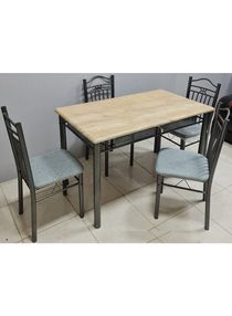 5 Pieces Wooden Dining Table Steel Legs with 4 Chairs 