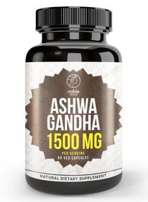 Ashwagandha Capsules with Organic Ashwagandha Root Extract Powder & Black Pepper Root Extract 1500 MG 60 Veg Capsules 