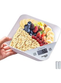 Kitchen Scale, Electronic Food Scale For Dieting, Baking and Cooking - Batteries included (White - 5Kg/11Lbs) 