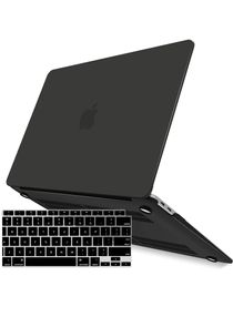 Compatible with New MacBook Air 13 inch Case 2022 2021 2020 M1 A2337 A2179 A1932,Plastic Hard Shell Case with Keyboard Cover for Mac Retina Display with Touch ID, Black,MMA-T13BK+1A 