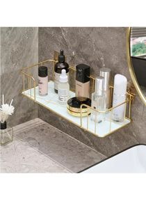 Bathroom Storage Shelf Golden Shower Rack Organizer Toothpaste Holder Toilet Caddy Wall Mounted 