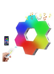 Hexagon Gaming Lights Indoor Wall Lamps RGB Bluetooth LED APP Remote Control Night Light Computer Game Room Bedroom Bedside Decor -6 modules 