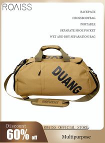 Unisex Gym Duffel Bag Sports Backpack Portable Luggage Handbag Wet and Dry Separation Shoes Compartment Large Capacity Crossbody Bag for Fitness Travel Brown 