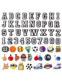 Shoe Decoration Crocs Charms 63 Pcs Numbers and Letter with Sports  Birthday Party Favors for Kids Women Boys 