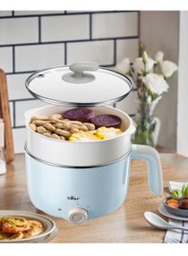 1.2L Mini Multifunctional Electric Cooker With Steamer Non Stick Pan 600W Portable Stainless Steel Multi Purpose Electric Cooking Hot Pot 