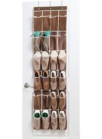 Zober Over The Door Shoe Organizer - 24 Breathable Pockets, Hanging Shoe Holder for Maximizing Shoe Storage, Accessories, Toiletries, Laundry Items. 64in x 18in 
