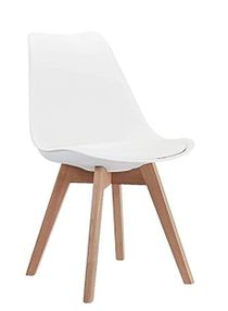 Galaxy Design Modern Dining Chair Plastic Shell With Leather Cushion on Seat & Wooden Legs White Color Size (L x D x H) 41 x 40 x 83cm Model- JEAM2 