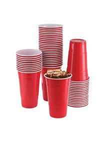 Red Plastic Juice Cups 16 Ounce, Red Heavy Duty Cups, Ideal for Weddings, parties, Birthdays, Dinners, Lunch 50 Pieces. 