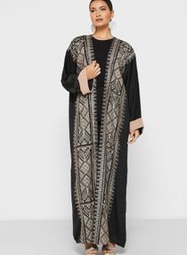 Embroidered Front Open Abaya 